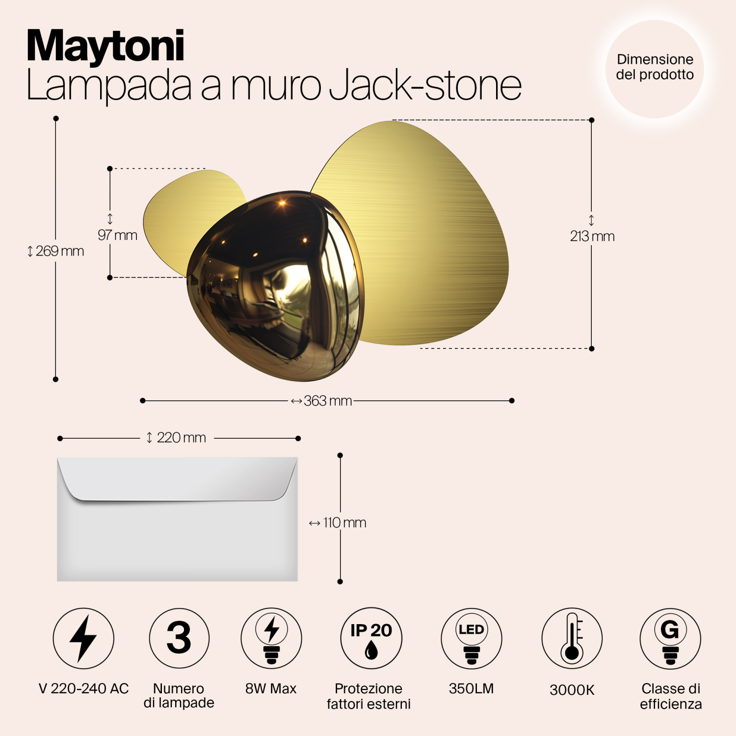 Maytoni Modern Jack-stone Настенный светильник (бра) цвет: золото MOD314WL-L8G3K