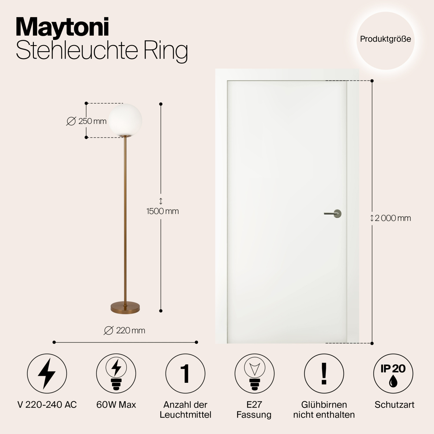 Maytoni Modern Ring Напольный светильник (торшер) цвет: латунь MOD013FL-01BS