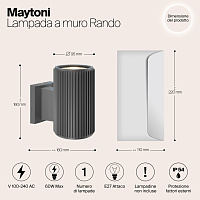 Maytoni Outdoor Rando Настенный светильник (бра) цвет: серый O419WL-01GR