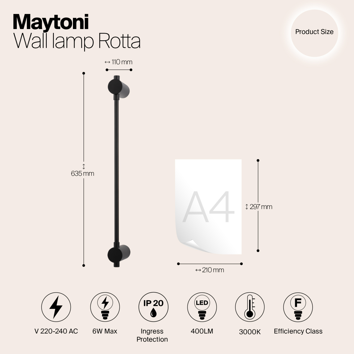 Maytoni Modern Rotta Настенный светильник (бра) цвет: черный MOD413WL-L6B3K