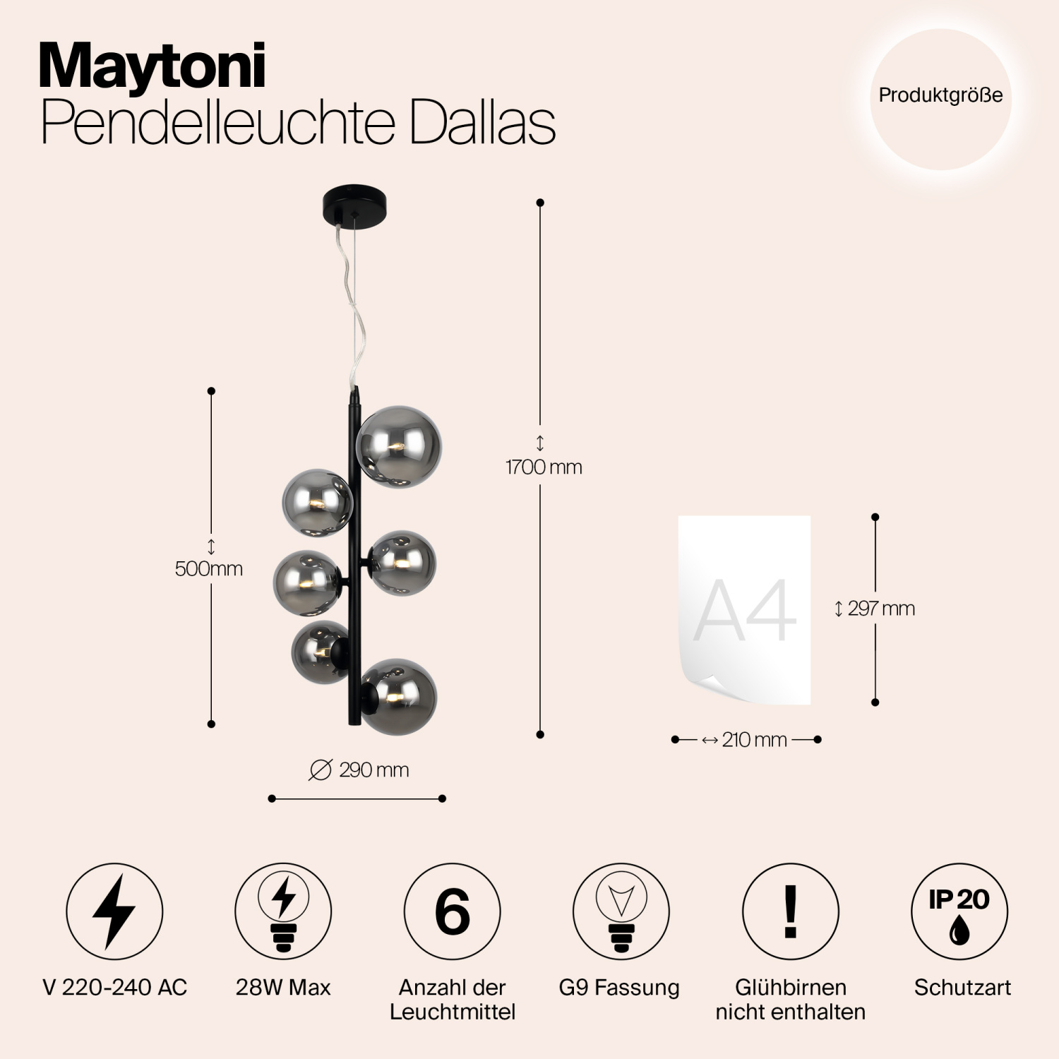 Maytoni Modern Dallas Подвесной светильник цвет: черный MOD545PL-06B