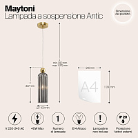 Maytoni Modern Antic Подвесной светильник цвет: золото MOD302PL-01GR