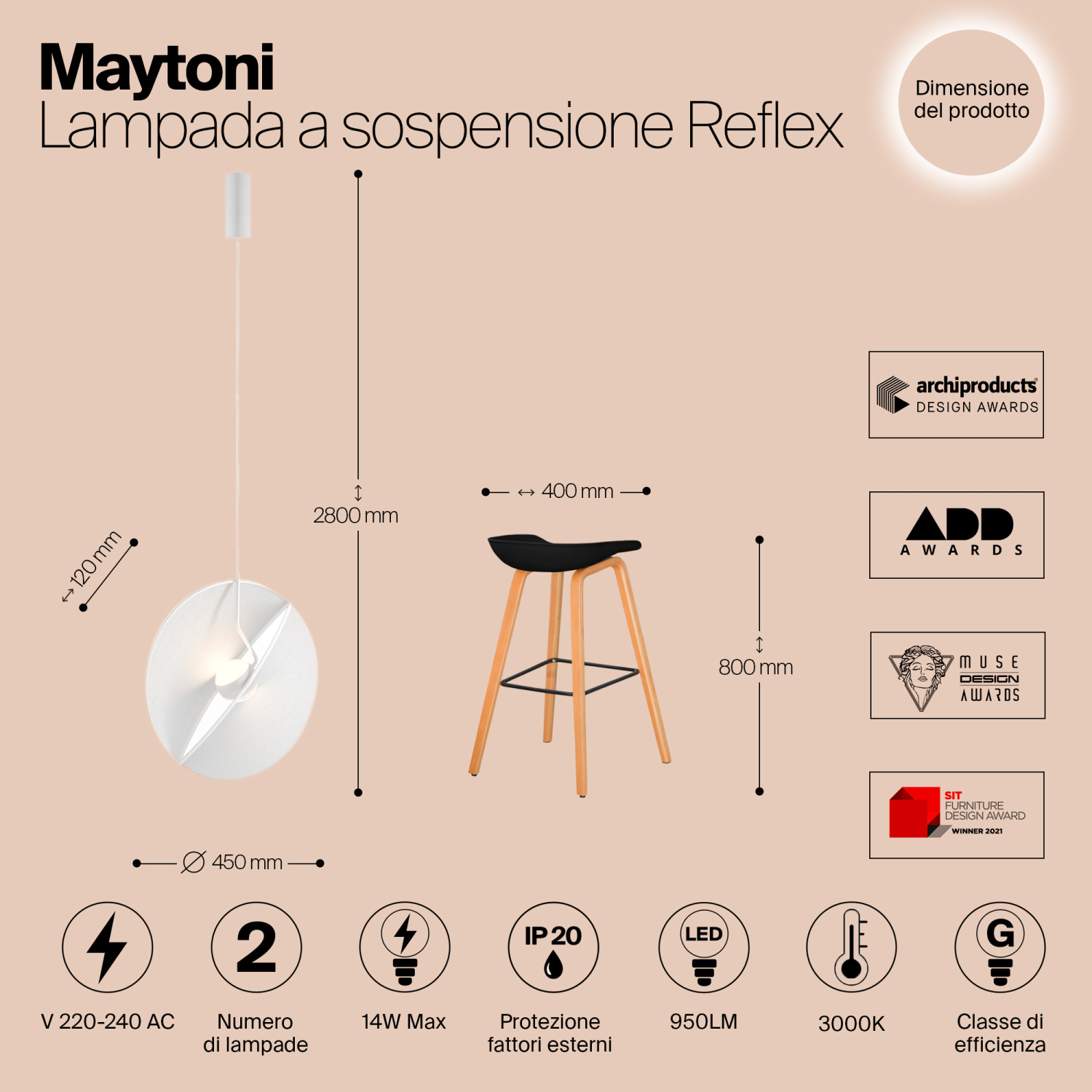 Maytoni Modern Reflex Подвесной светильник цвет: белый MOD154PL-L6W3K