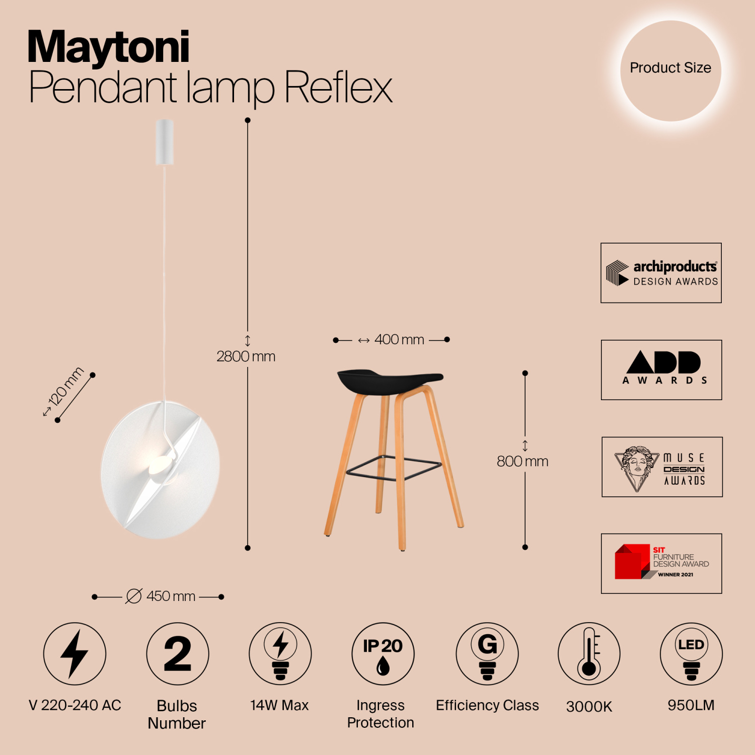 Maytoni Modern Reflex Подвесной светильник цвет: белый MOD154PL-L6W3K