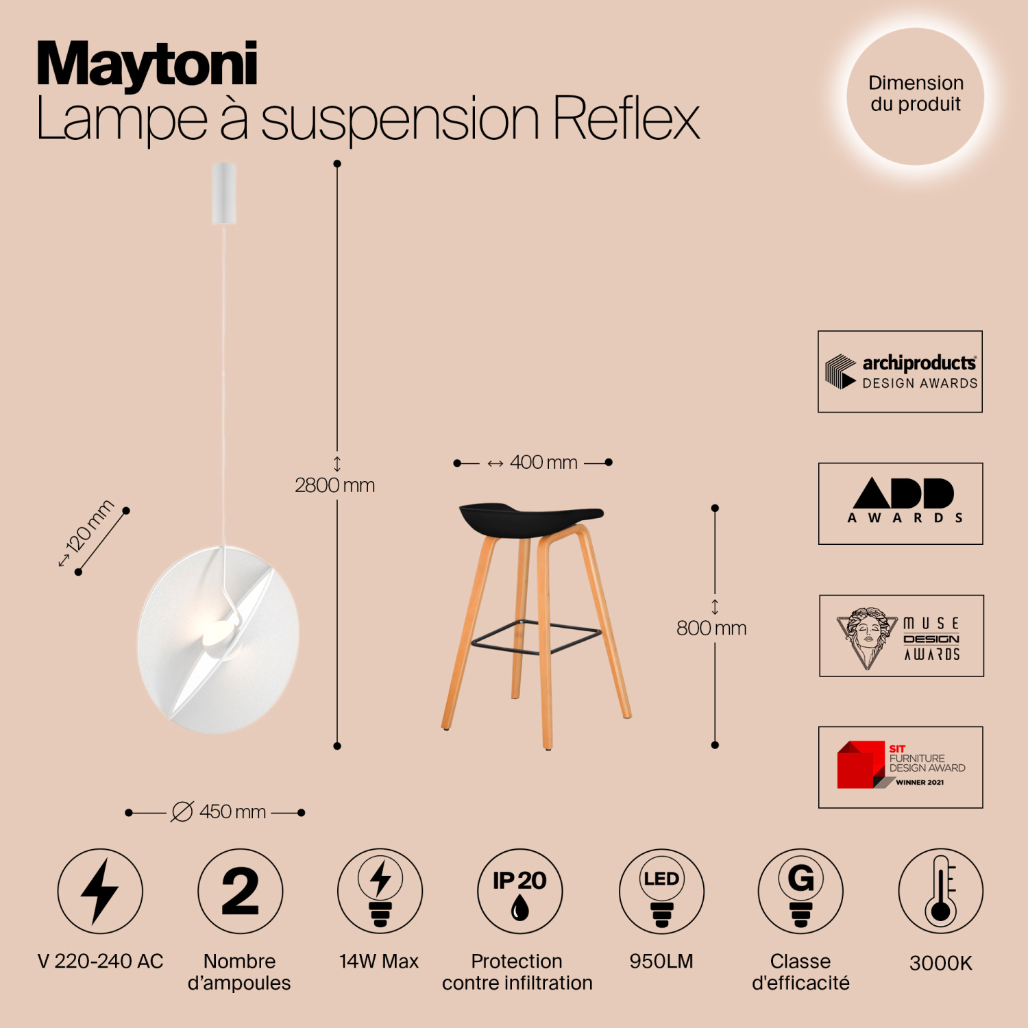 Maytoni Modern Reflex Подвесной светильник цвет: белый MOD154PL-L6W3K