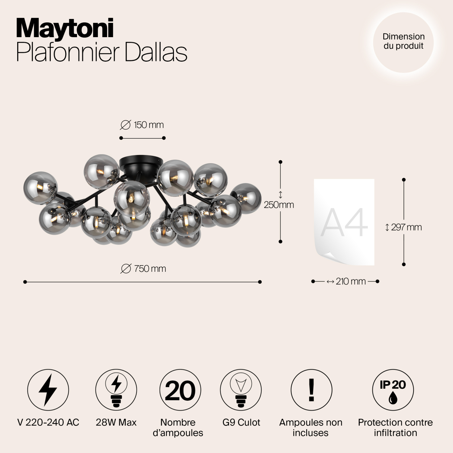 Maytoni Modern Dallas Потолочный светильник цвет: черный MOD545CL-20B