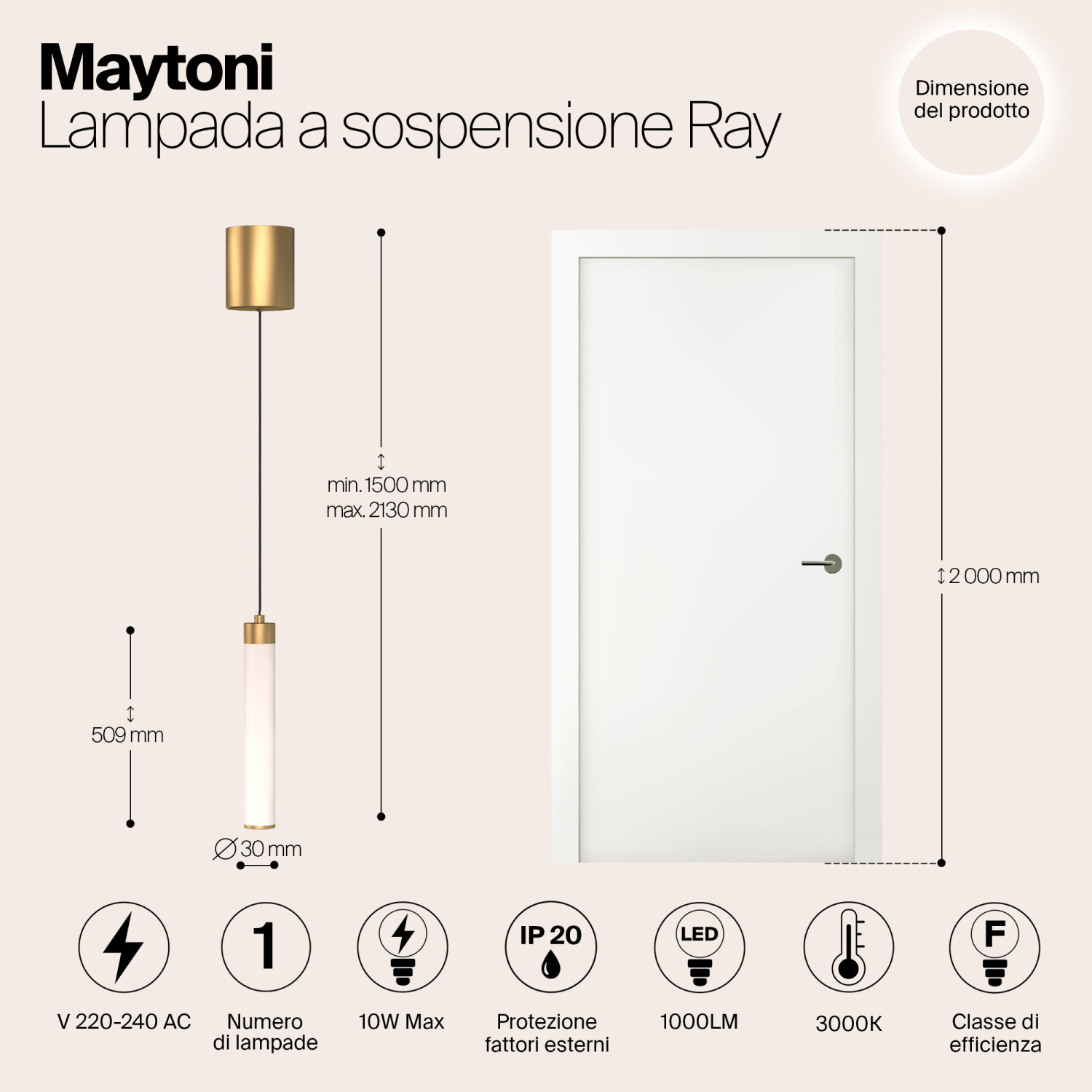 Maytoni Technical Ray Подвесной светильник цвет: золото P022PL-L10MG3K
