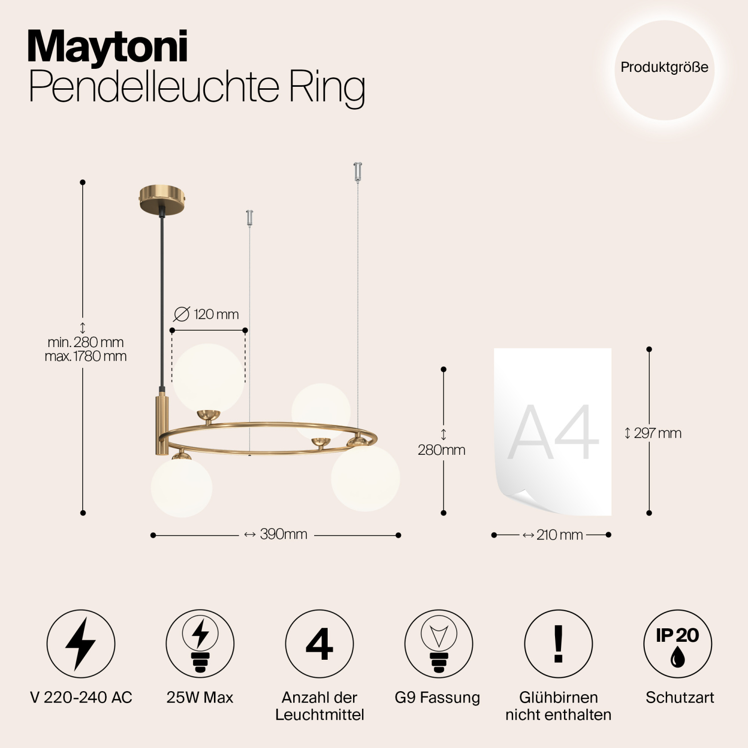 Maytoni Modern Ring Подвесной светильник цвет: латунь MOD013PL-04BS1