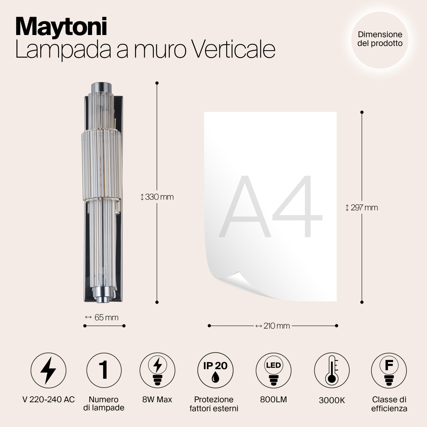 Maytoni Modern Verticale Настенный светильник (бра) цвет: хром MOD308WL-L9CG3K
