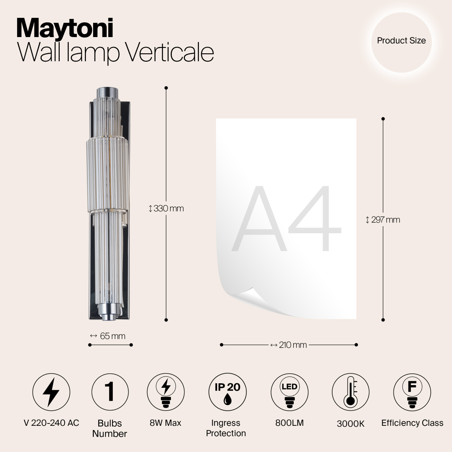 Maytoni Modern Verticale Настенный светильник (бра) цвет: хром MOD308WL-L9CG3K
