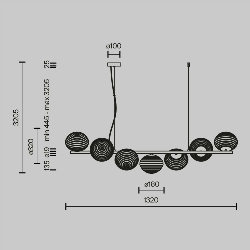 Maytoni Modern Reels Подвесной светильник цвет: черный MOD268PL-07B