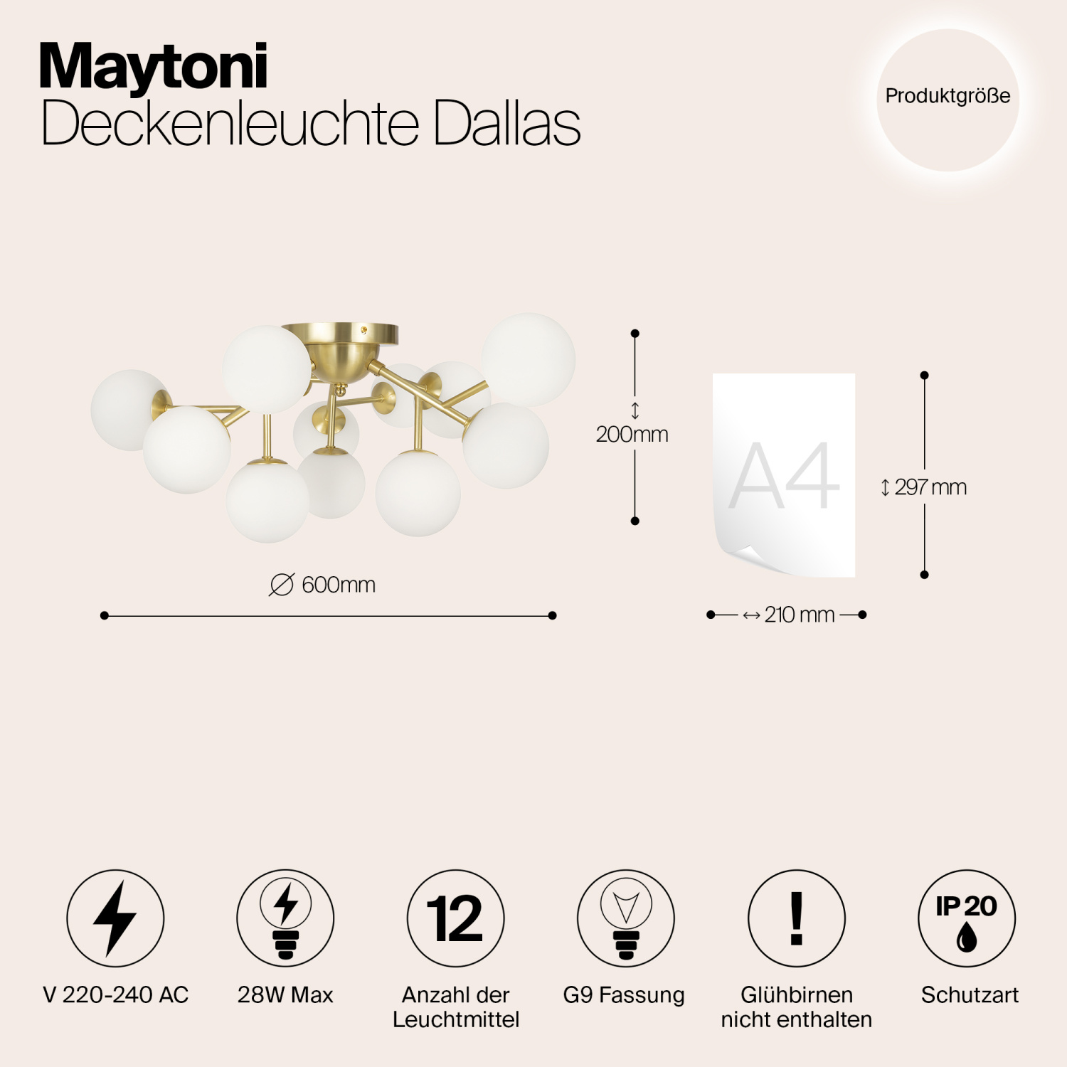 Maytoni Modern Dallas Потолочный светильник цвет: золото MOD545CL-12BS