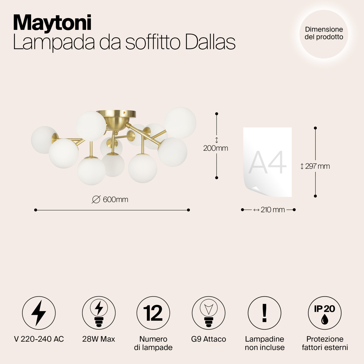 Maytoni Modern Dallas Потолочный светильник цвет: золото MOD545CL-12BS