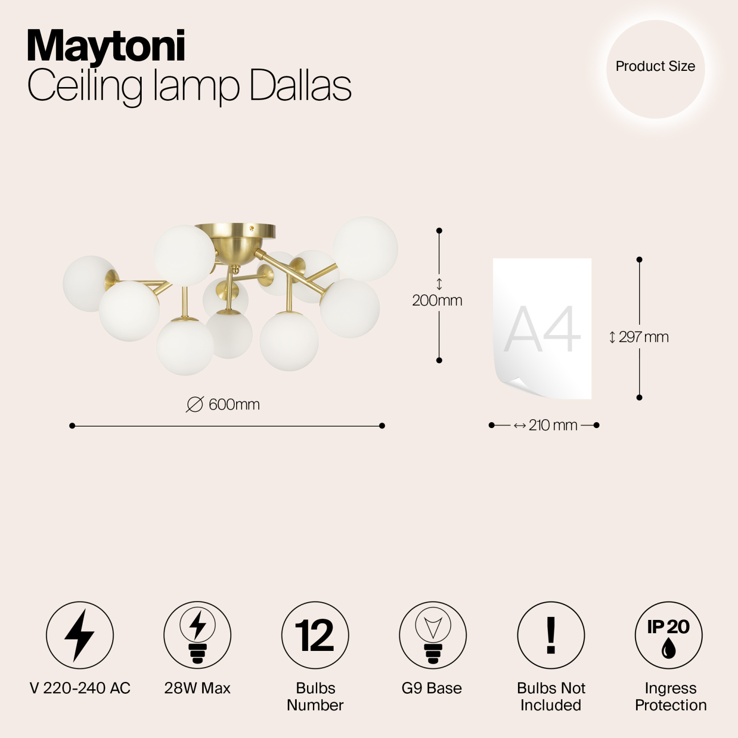 Maytoni Modern Dallas Потолочный светильник цвет: золото MOD545CL-12BS