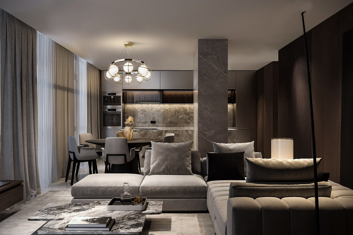 Maytoni Modern Carcass Подвесной светильник цвет: золото и хром MOD312PL-08GCH