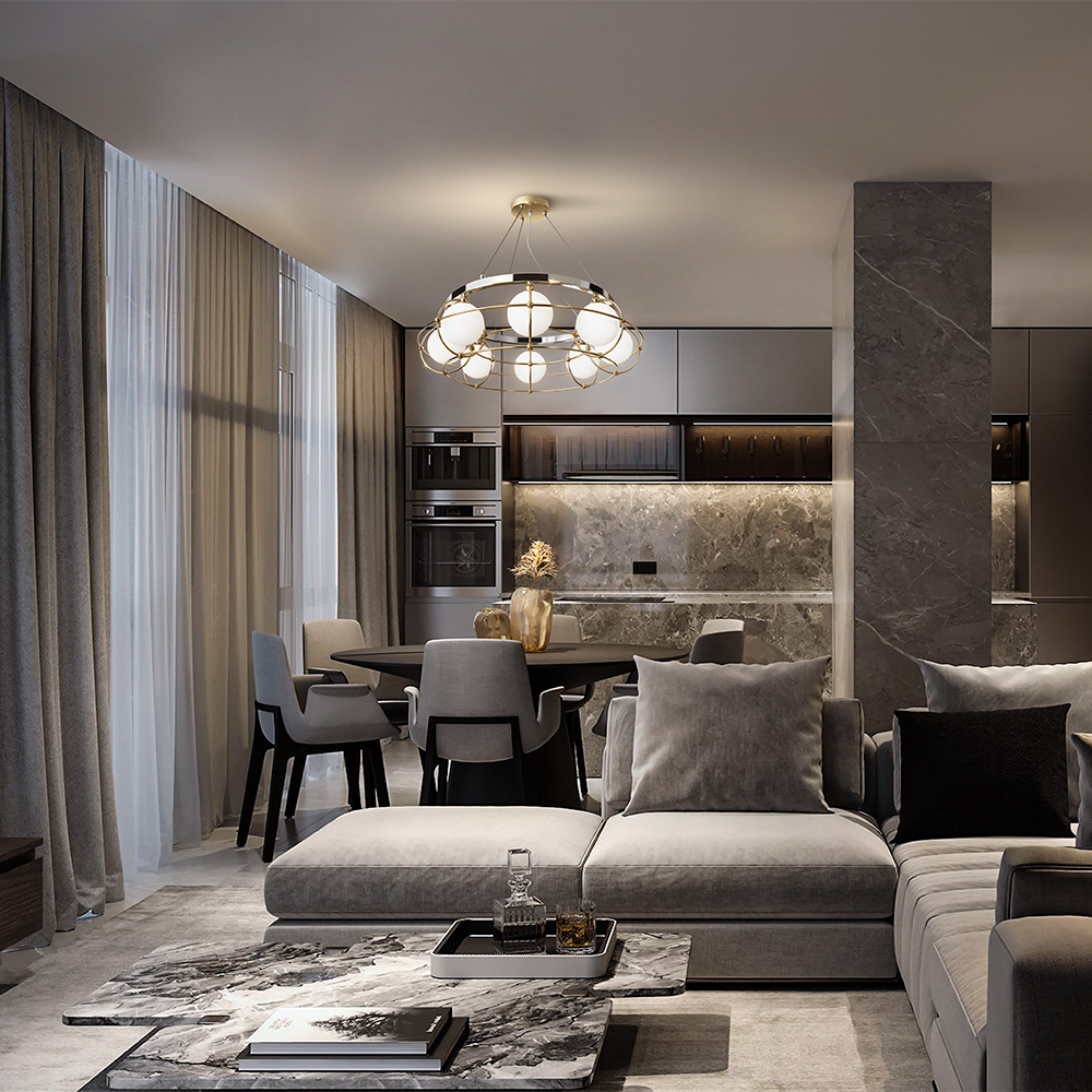 Maytoni Modern Carcass Подвесной светильник цвет: золото и хром MOD312PL-08GCH