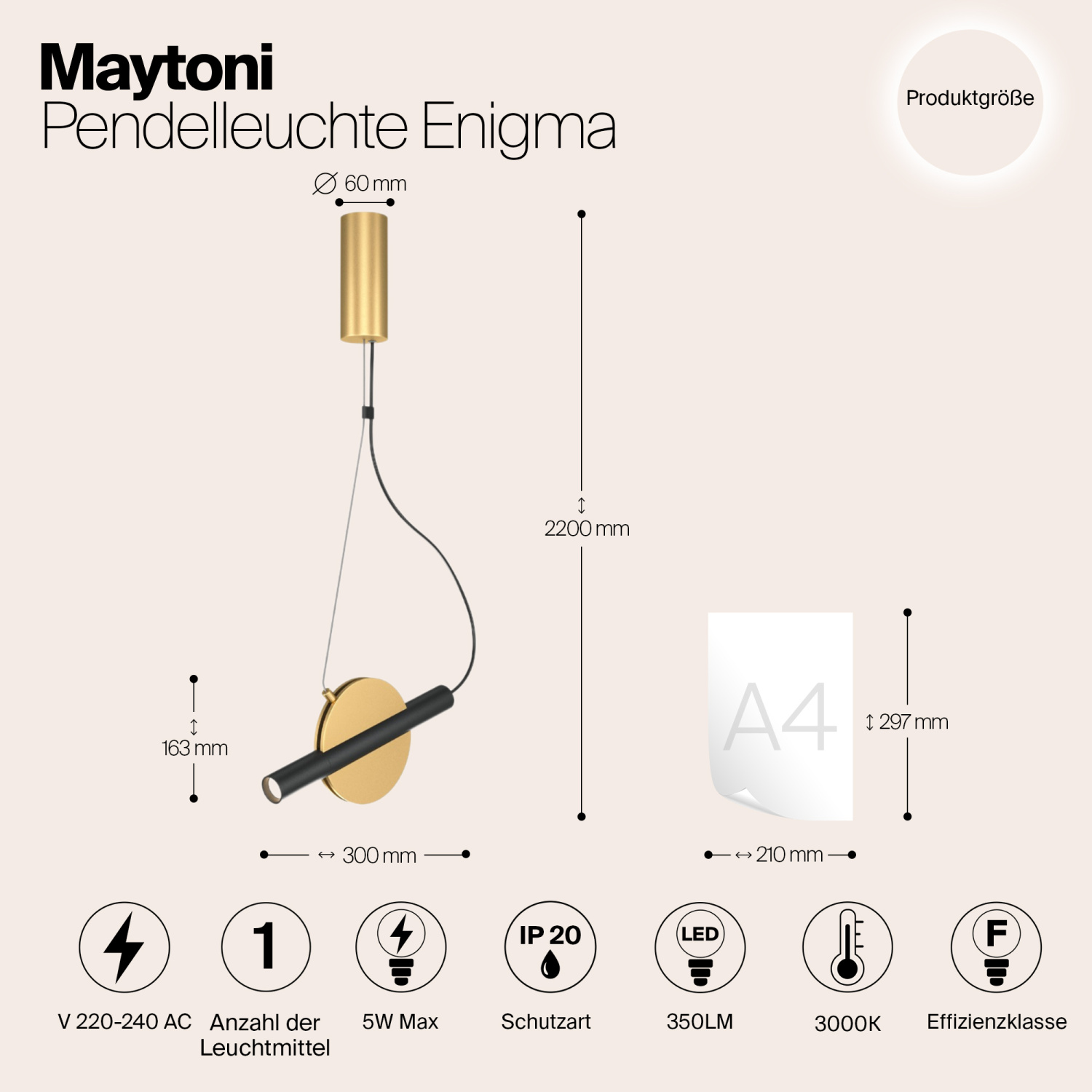 Maytoni Modern Enigma Подвесной светильник цвет: латунь MOD150PL-L5BS3K