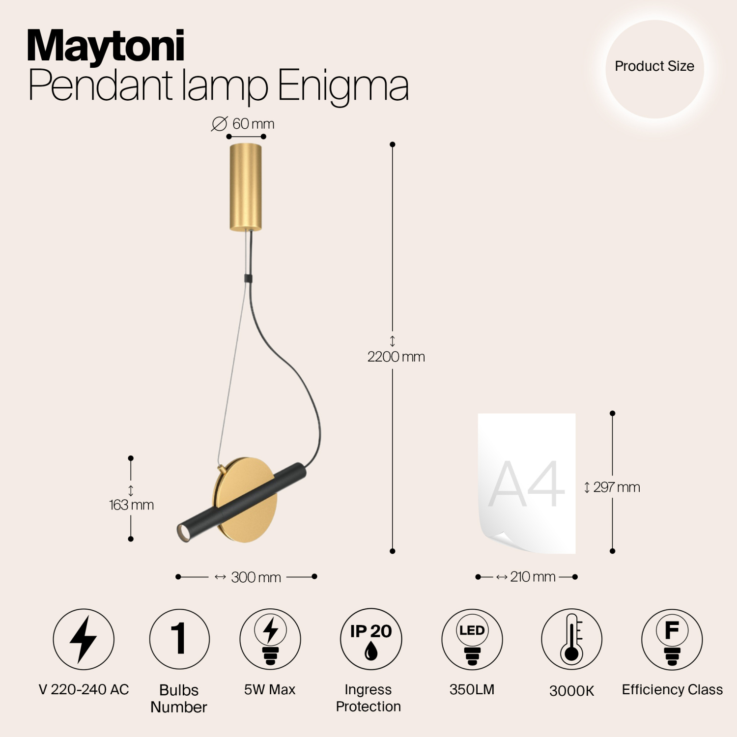 Maytoni Modern Enigma Подвесной светильник цвет: латунь MOD150PL-L5BS3K