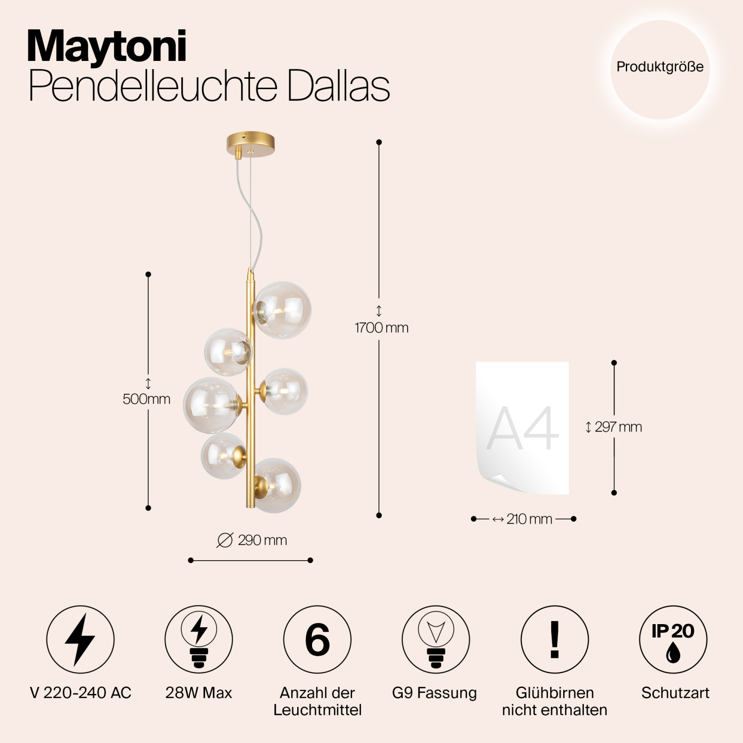 Maytoni Modern Dallas Подвесной светильник цвет: золото MOD545PL-06G