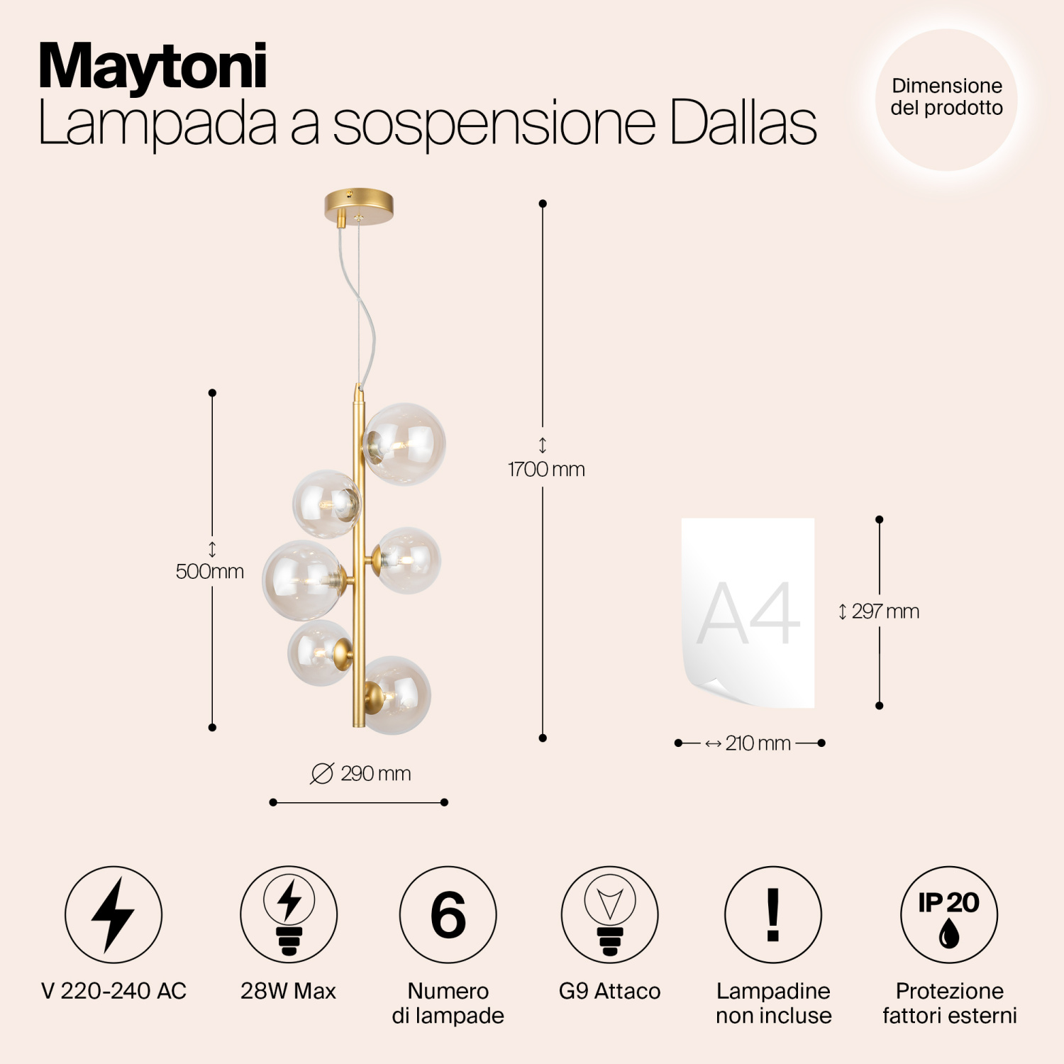 Maytoni Modern Dallas Подвесной светильник цвет: золото MOD545PL-06G