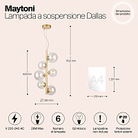Maytoni Modern Dallas Подвесной светильник цвет: золото MOD545PL-06G