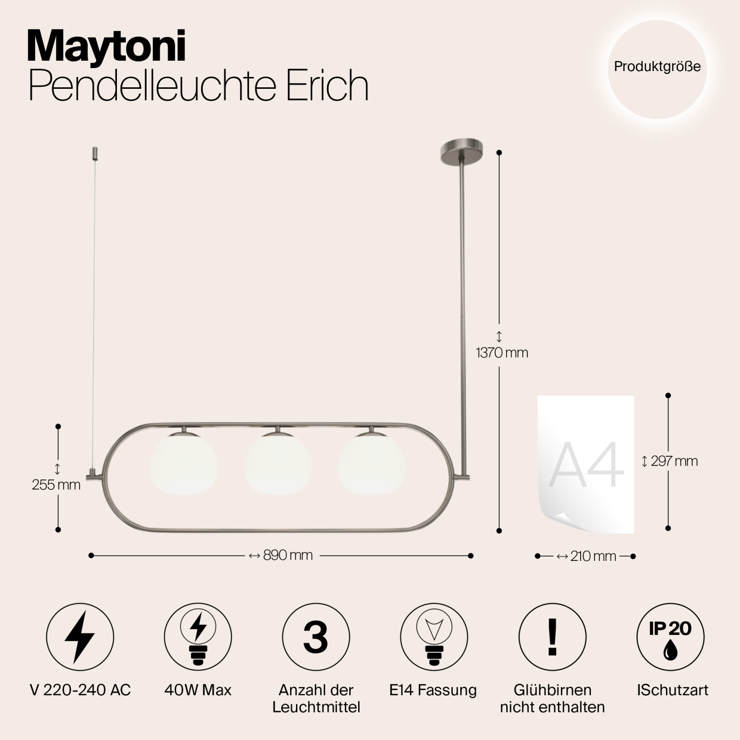 Maytoni Modern Erich Подвесной светильник цвет: никель MOD221PL-03N