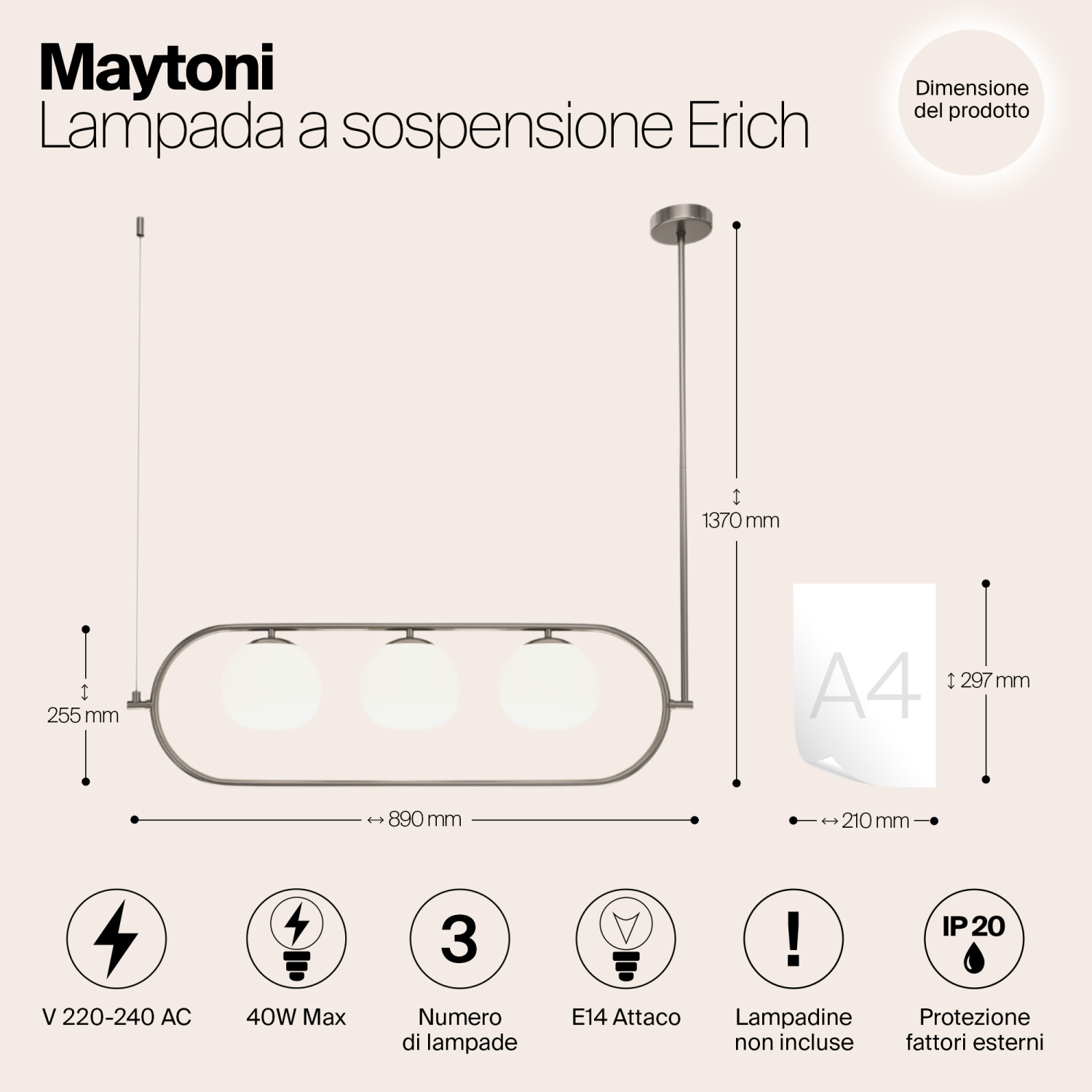 Maytoni Modern Erich Подвесной светильник цвет: никель MOD221PL-03N