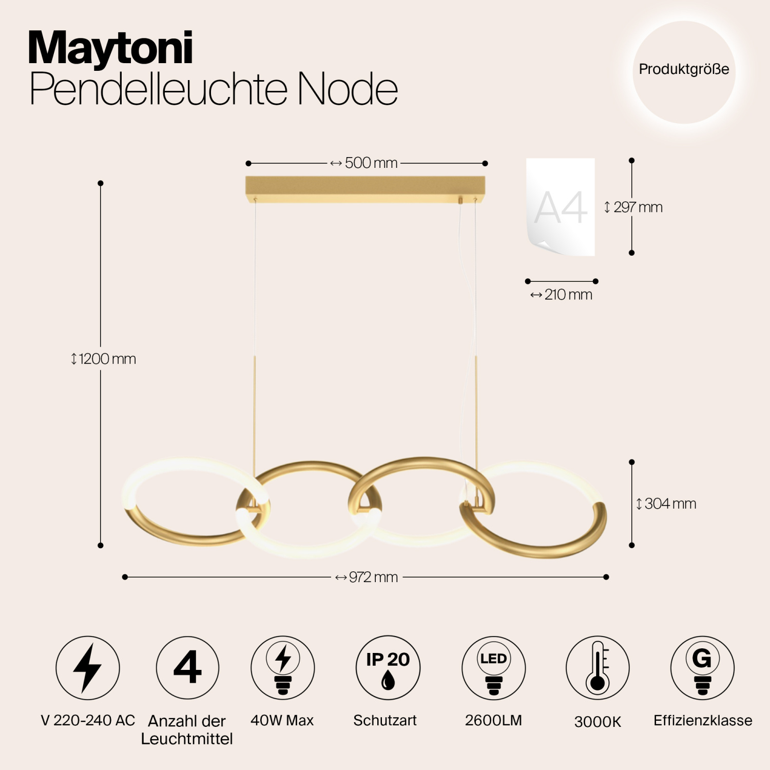 Maytoni Modern Node Подвесной светильник цвет: золото MOD165PL-L40G3K