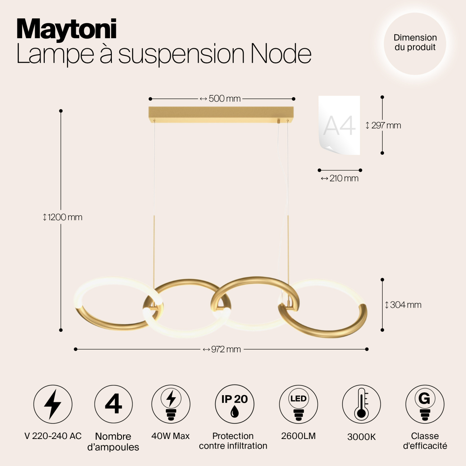 Maytoni Modern Node Подвесной светильник цвет: золото MOD165PL-L40G3K