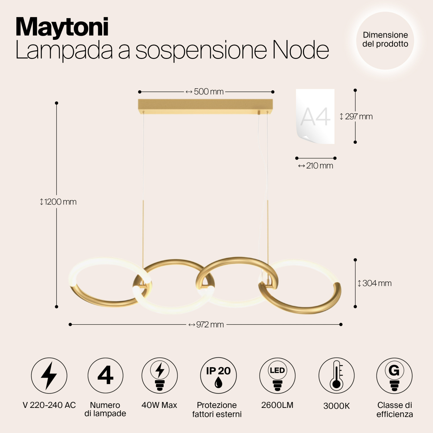 Maytoni Modern Node Подвесной светильник цвет: золото MOD165PL-L40G3K