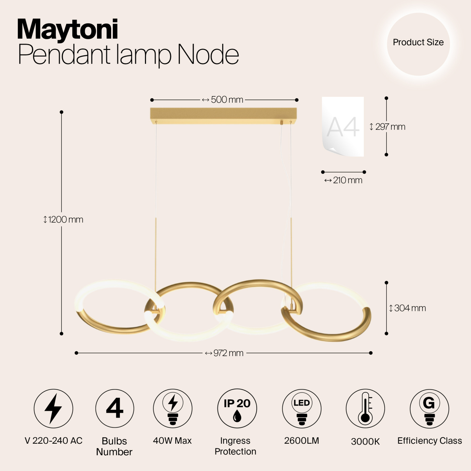 Maytoni Modern Node Подвесной светильник цвет: золото MOD165PL-L40G3K