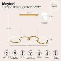 Maytoni Modern Node Подвесной светильник цвет: золото MOD165PL-L40G3K