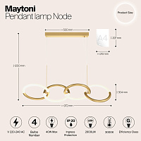 Maytoni Modern Node Подвесной светильник цвет: золото MOD165PL-L40G3K