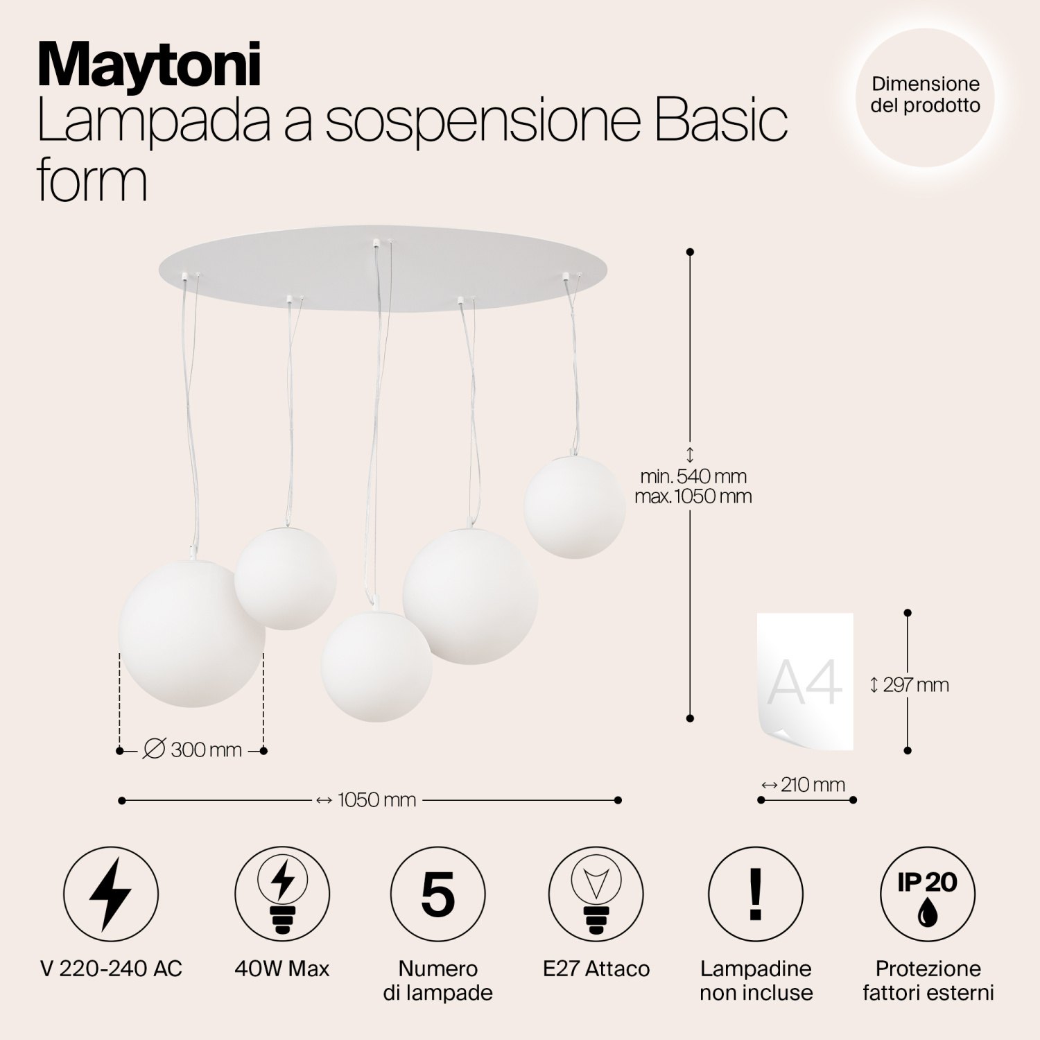 Maytoni Modern Basic form Подвесной светильник цвет: белый MOD321PL-05W1