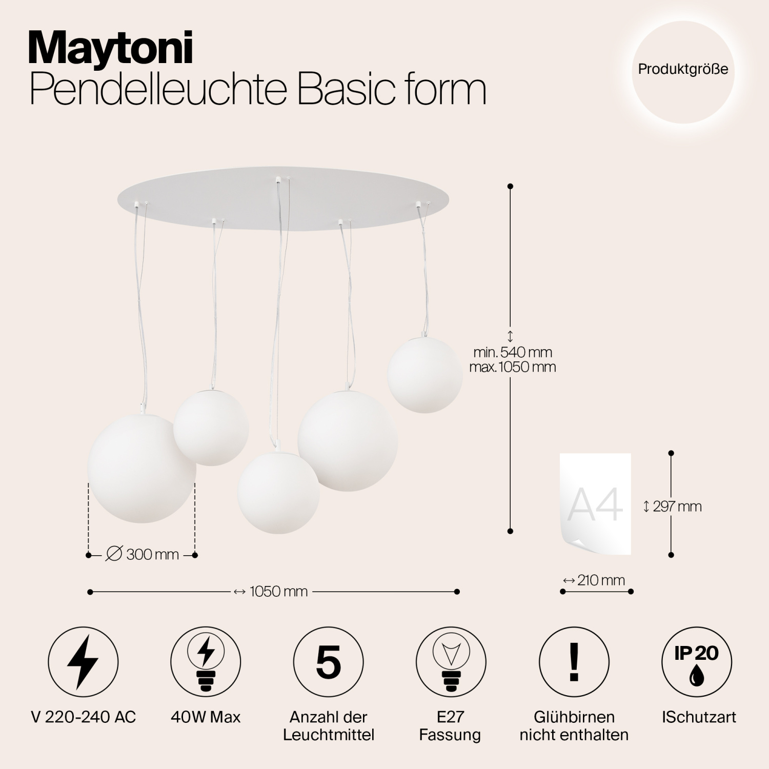 Maytoni Modern Basic form Подвесной светильник цвет: белый MOD321PL-05W1