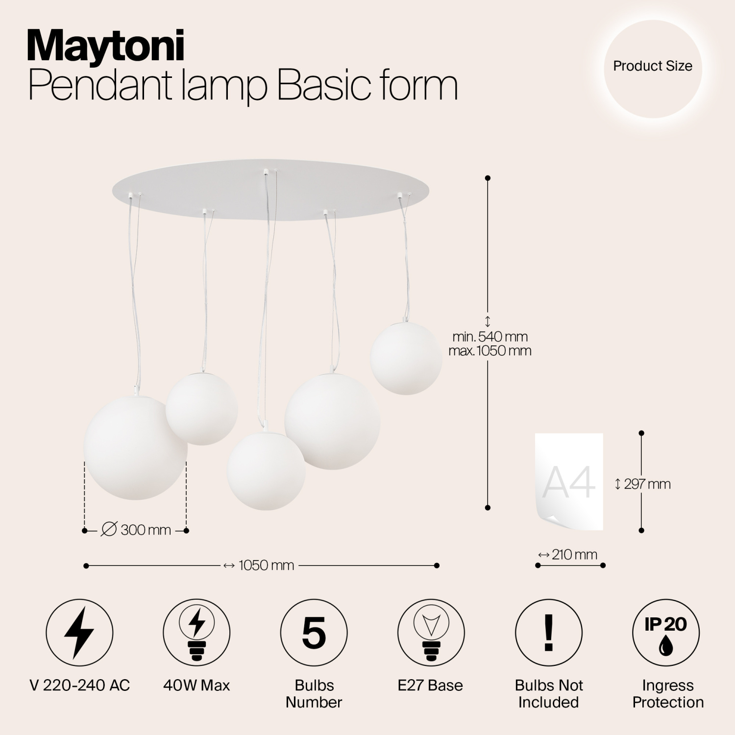 Maytoni Modern Basic form Подвесной светильник цвет: белый MOD321PL-05W1