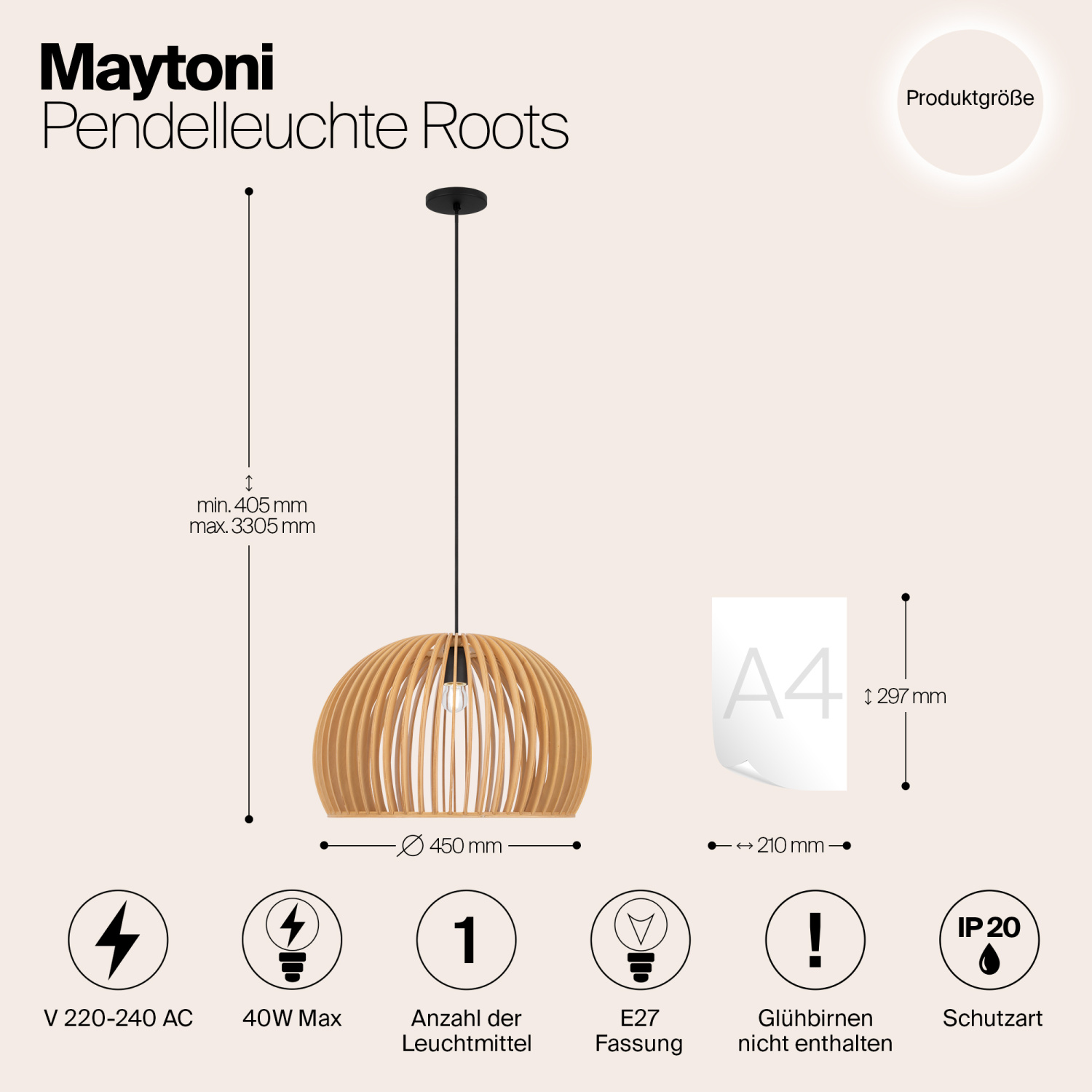 Maytoni Modern Roots Подвесной светильник цвет: черный MOD195PL-01W1