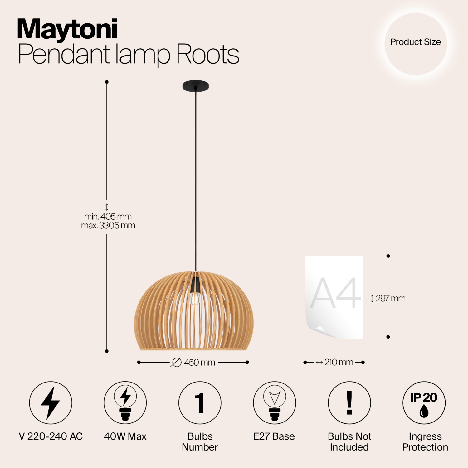 Maytoni Modern Roots Подвесной светильник цвет: черный MOD195PL-01W1
