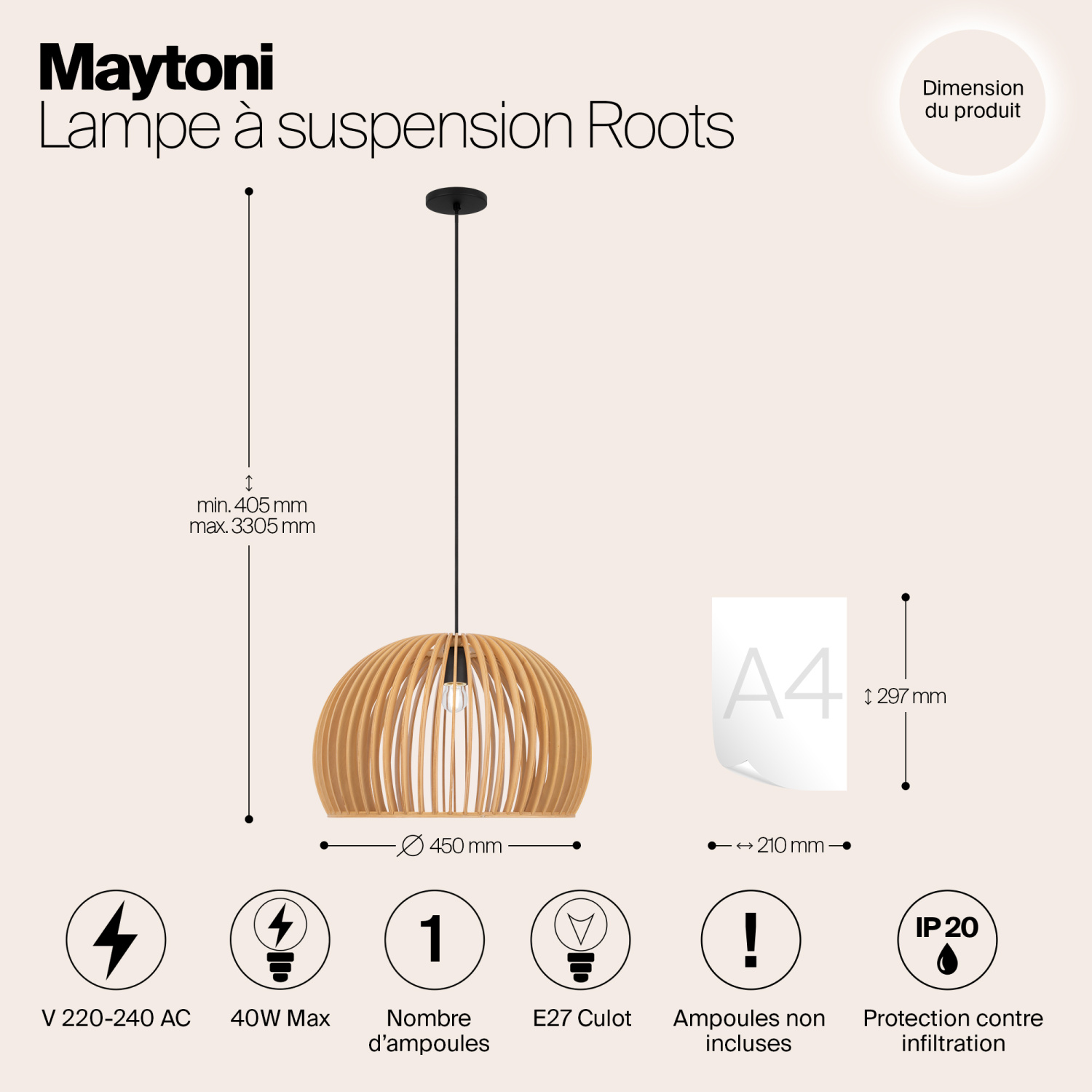 Maytoni Modern Roots Подвесной светильник цвет: черный MOD195PL-01W1