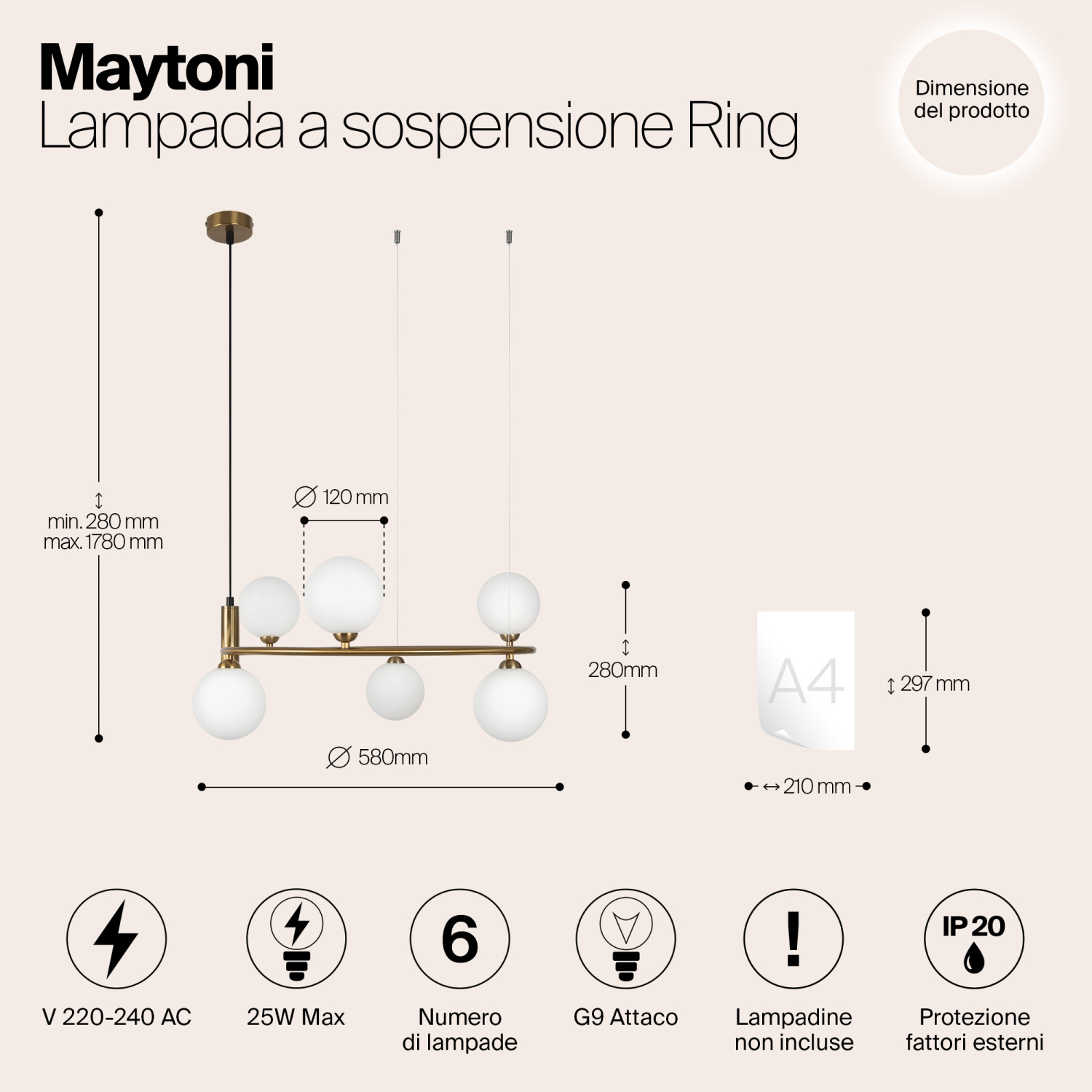 Maytoni Modern Ring Подвесной светильник цвет: латунь MOD013PL-06BS1