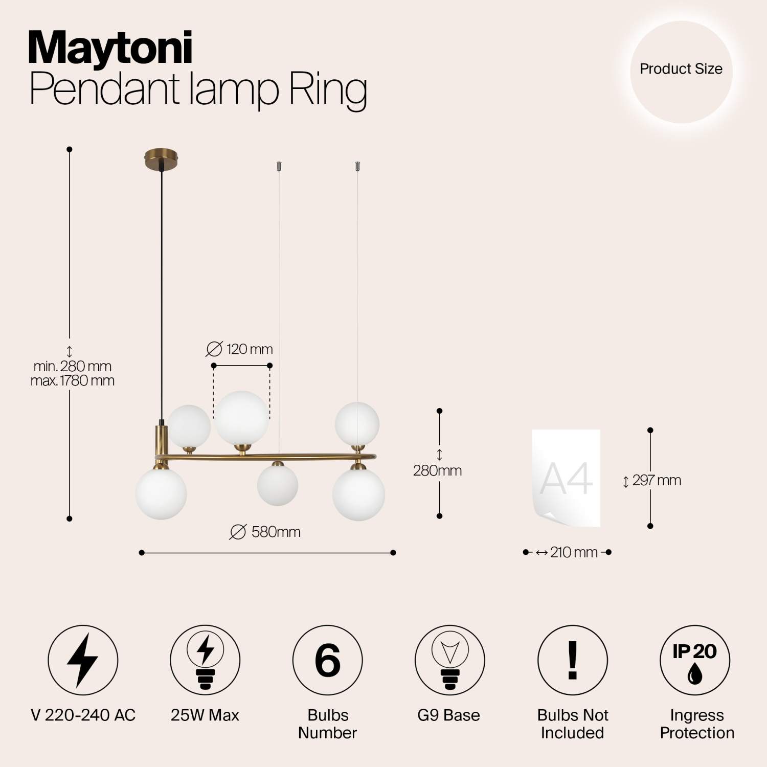 Maytoni Modern Ring Подвесной светильник цвет: латунь MOD013PL-06BS1