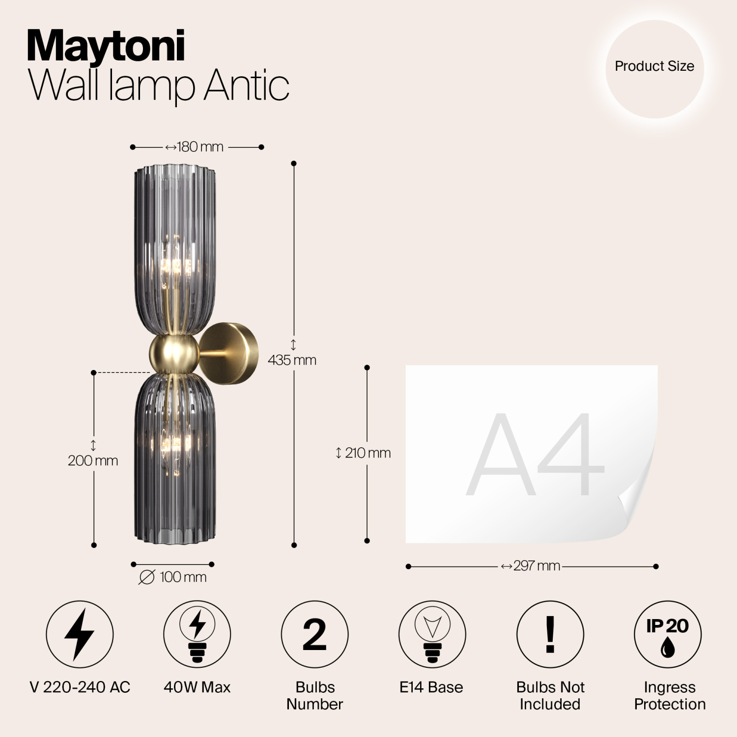 Maytoni Modern Antic Настенный светильник (бра) цвет: золото MOD302WL-02GR