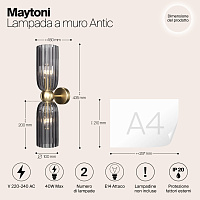 Maytoni Modern Antic Настенный светильник (бра) цвет: золото MOD302WL-02GR