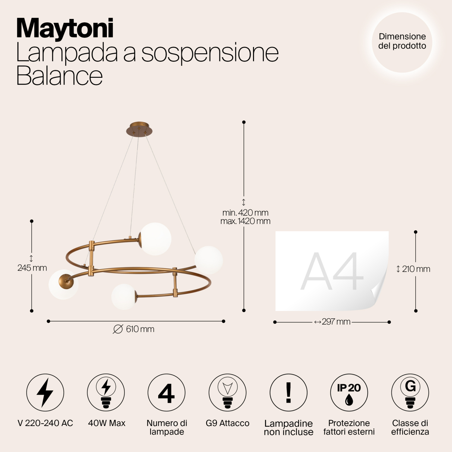 Maytoni Modern Balance Подвесной светильник цвет: золото MOD317PL-04G