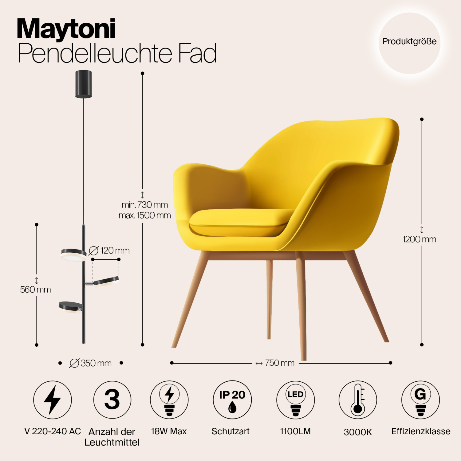 Maytoni Modern Fad Подвесной светильник цвет: черный MOD070PL-L18B3K