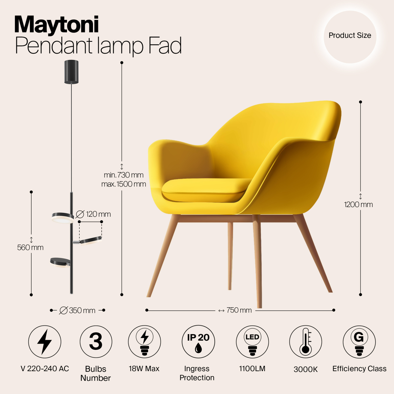 Maytoni Modern Fad Подвесной светильник цвет: черный MOD070PL-L18B3K