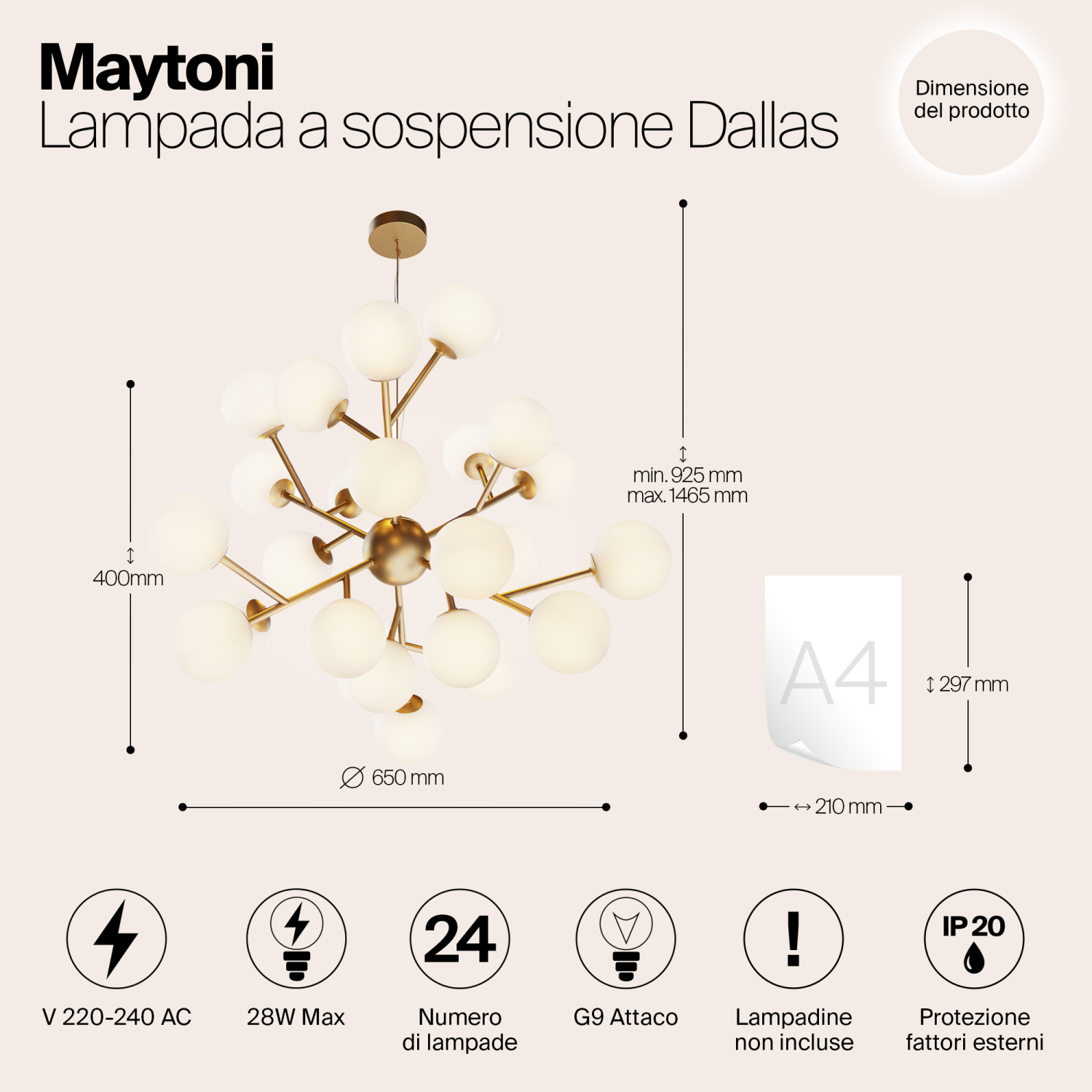 Maytoni Modern Dallas Подвесной светильник цвет: золото MOD545PL-24BS