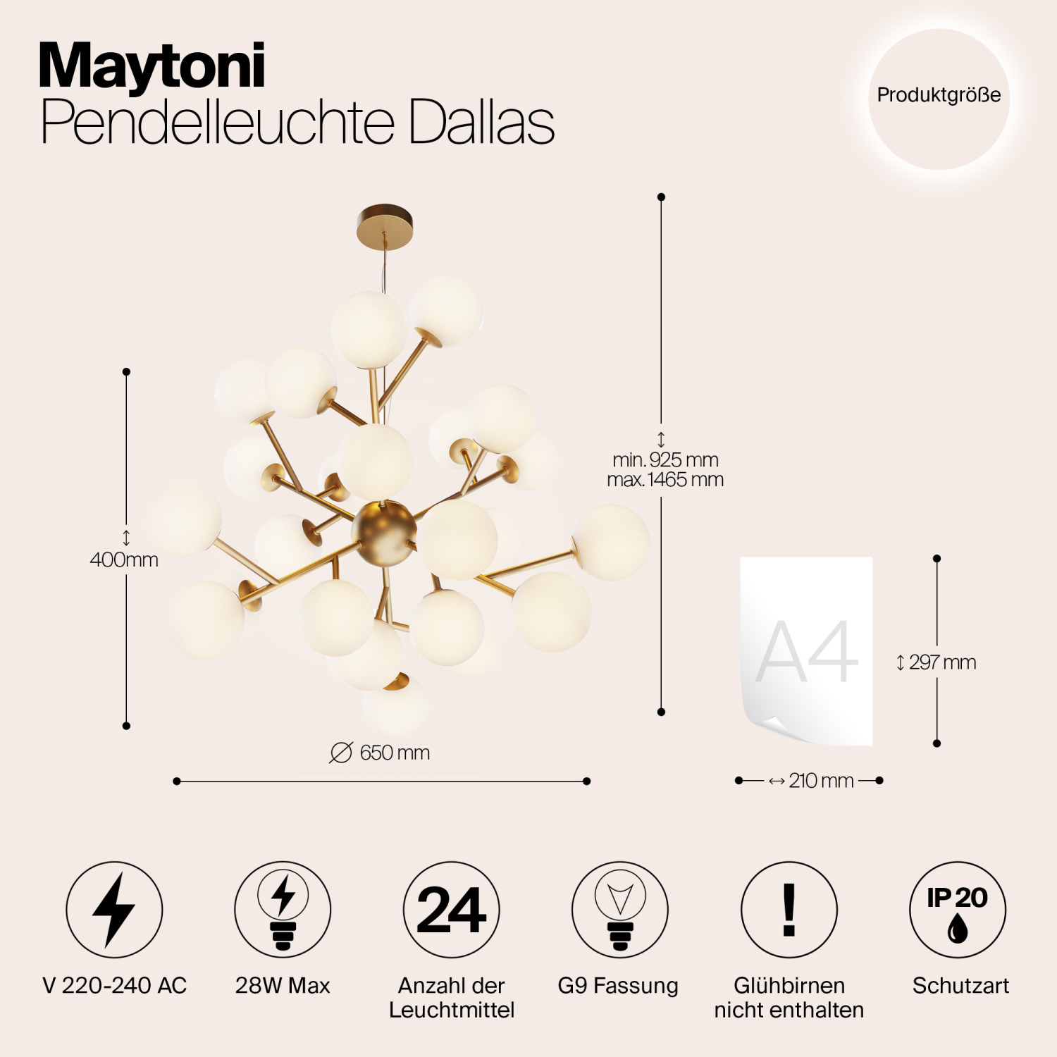Maytoni Modern Dallas Подвесной светильник цвет: золото MOD545PL-24BS