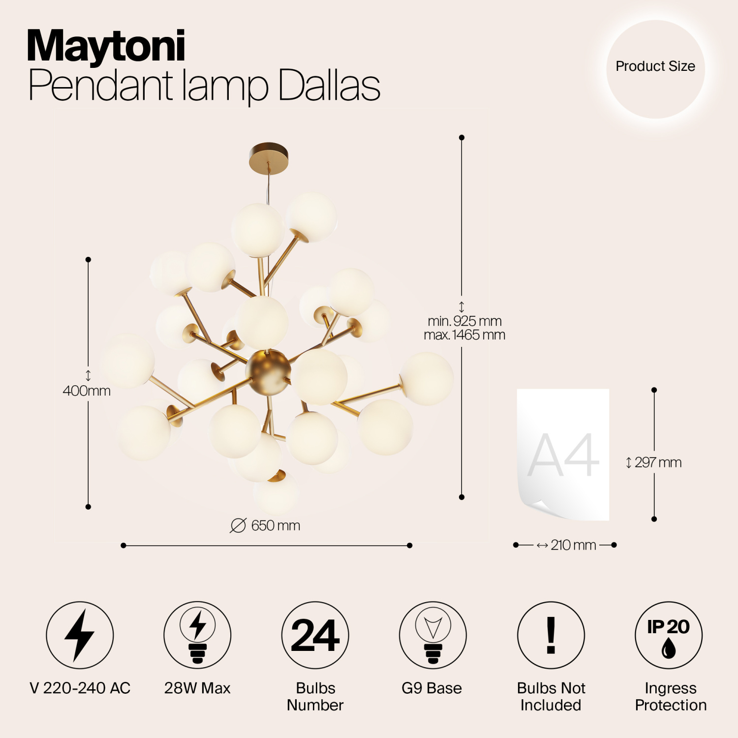 Maytoni Modern Dallas Подвесной светильник цвет: золото MOD545PL-24BS