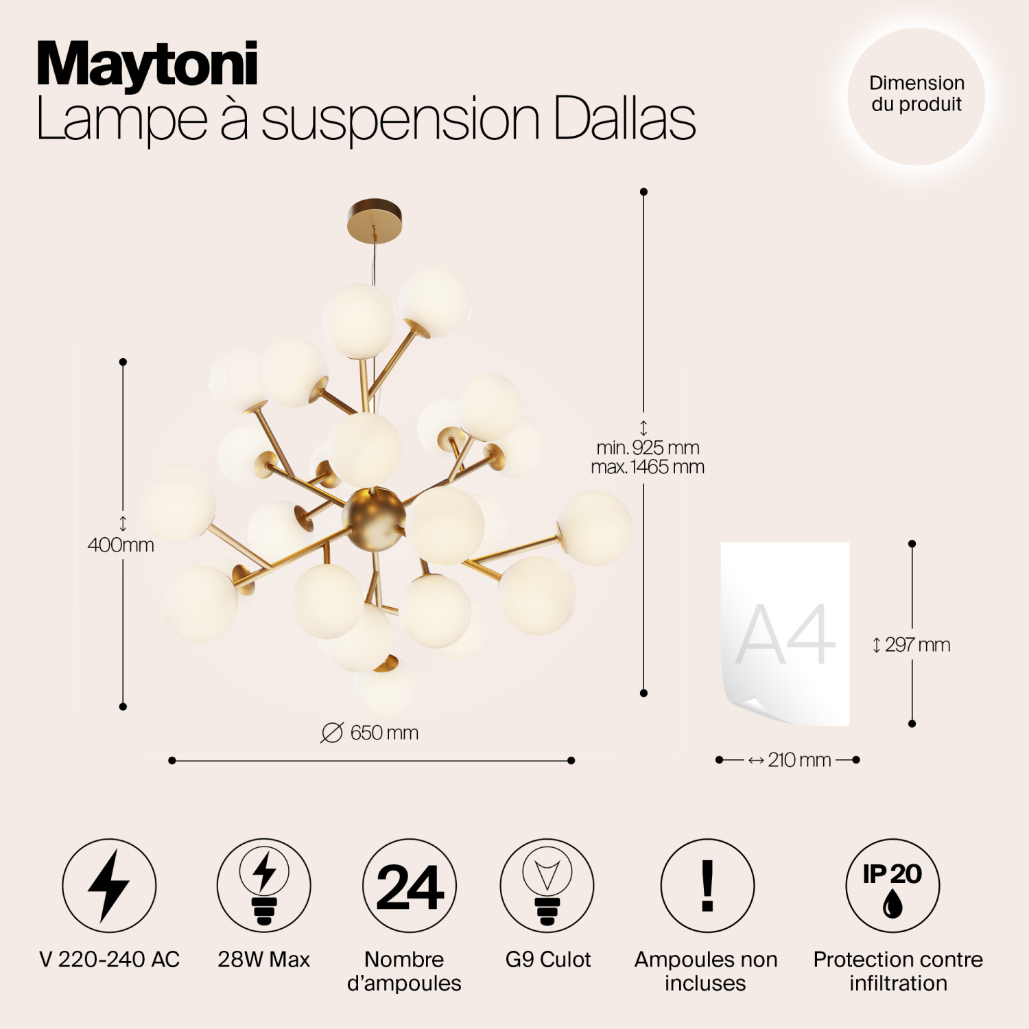 Maytoni Modern Dallas Подвесной светильник цвет: золото MOD545PL-24BS